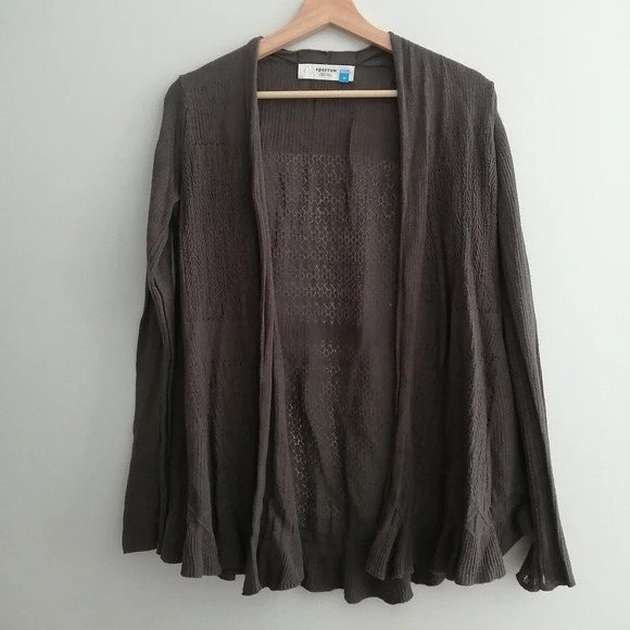 Anthropologie Sparrow Lightweight Open Knit Cotton Cashmere Brown Cardigan Med - Picture 2 of 14